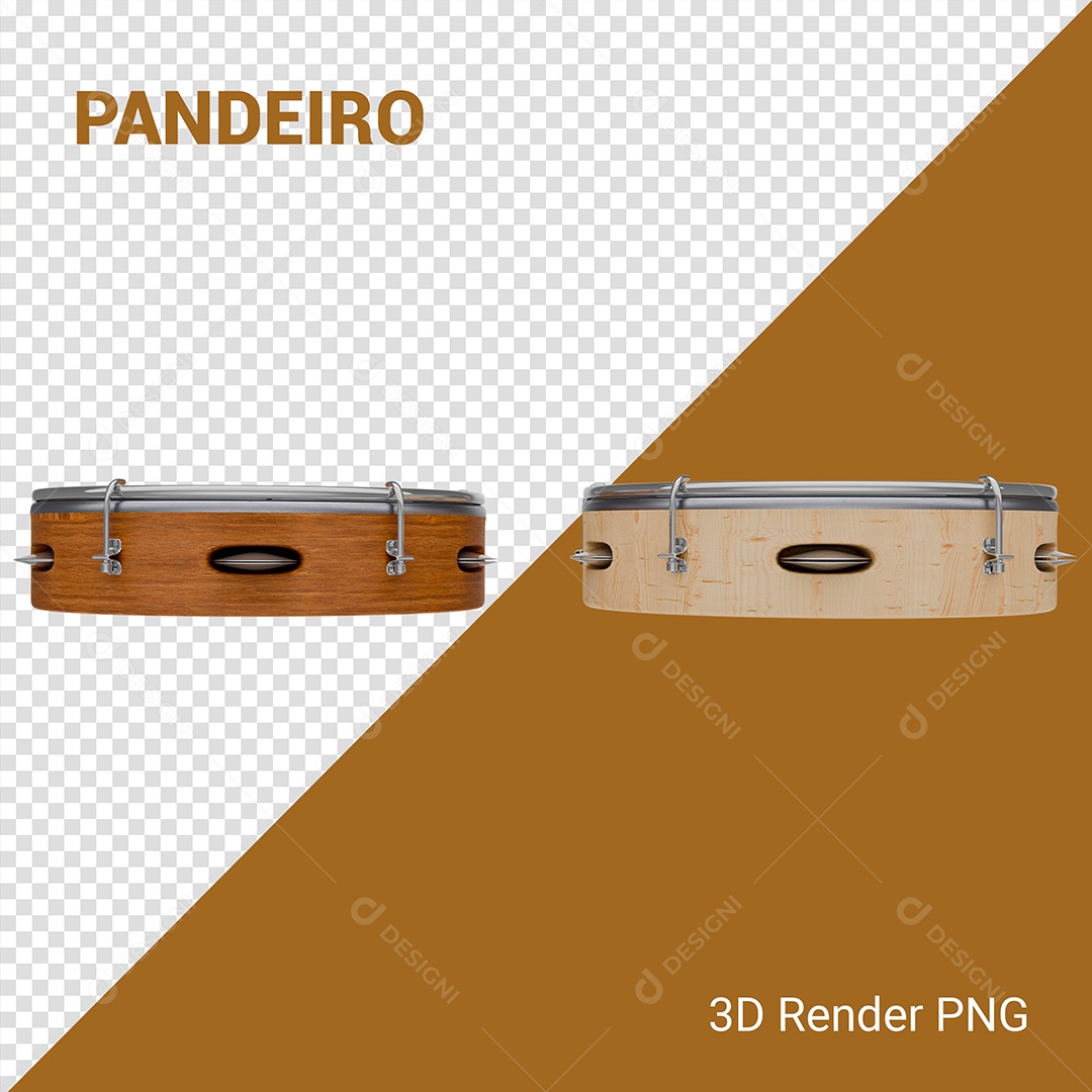 Elemento 3D  Dois Pandeiros Para Composição PSD