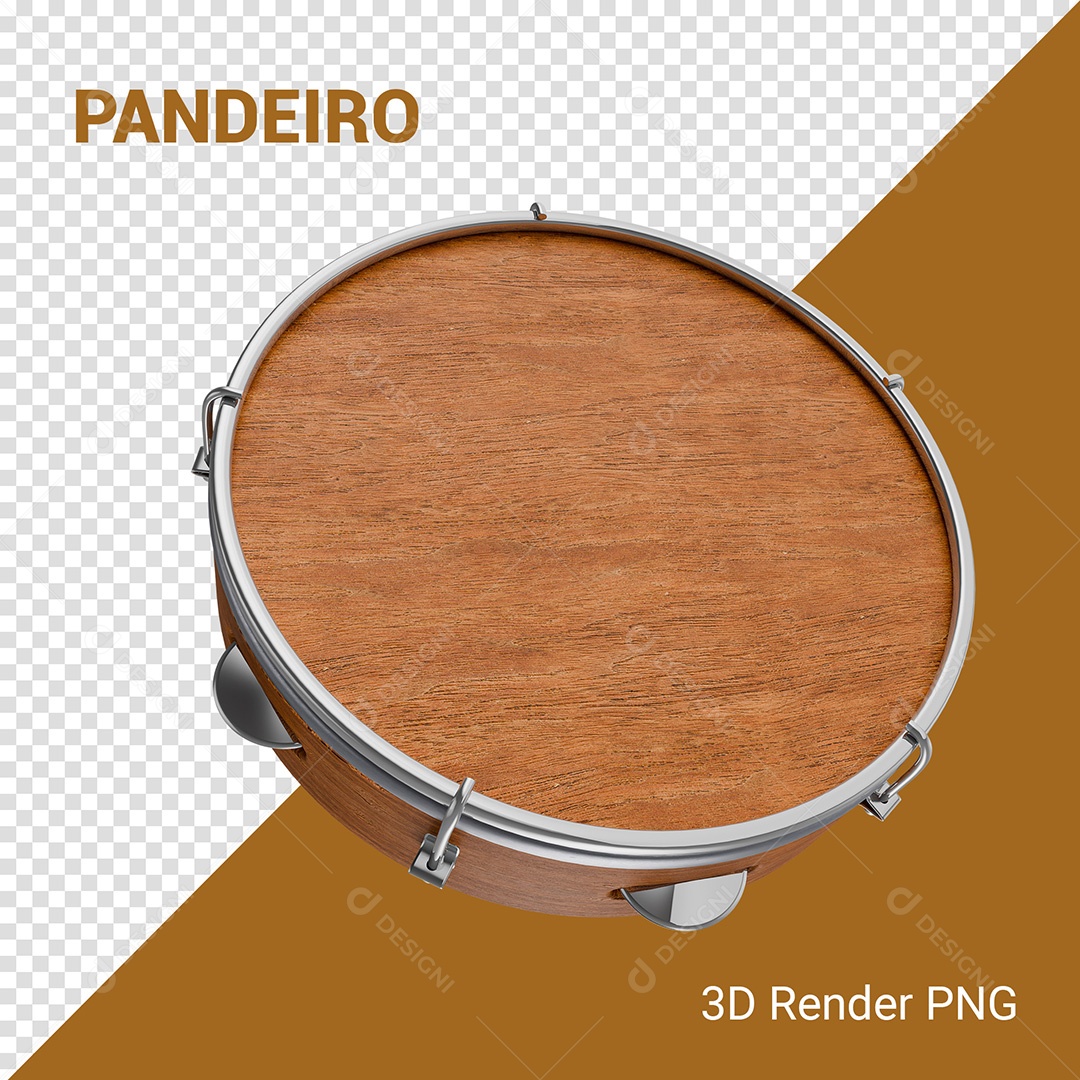 Elemento 3D  Dois Pandeiros Para Composição PSD
