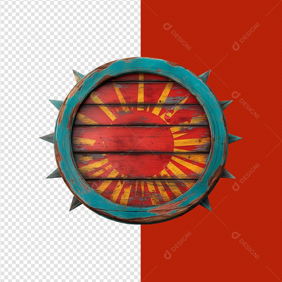 Elemento 3D Placa de Madeira Redonda para Composição PSD