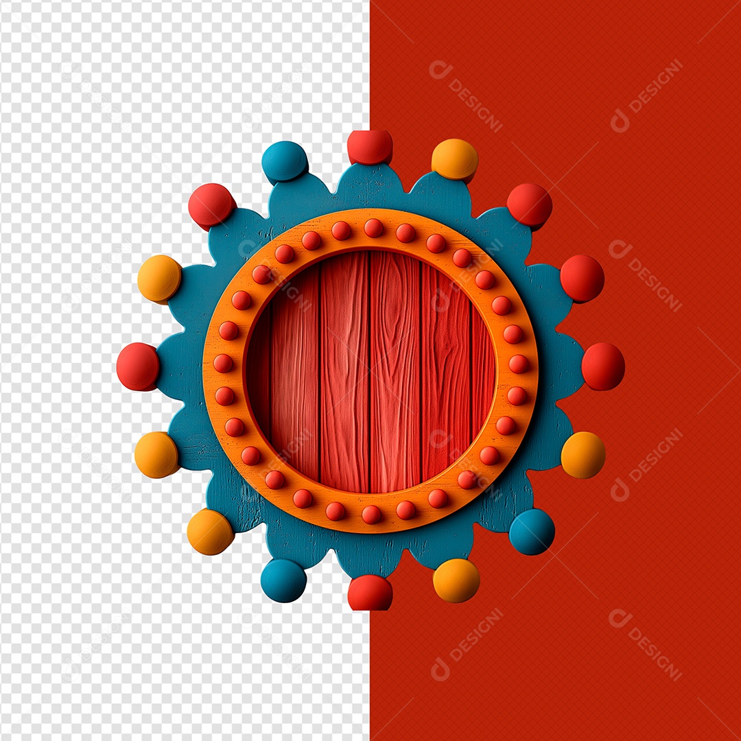 Elemento 3D Placa de Madeira Redonda para Composição PSD