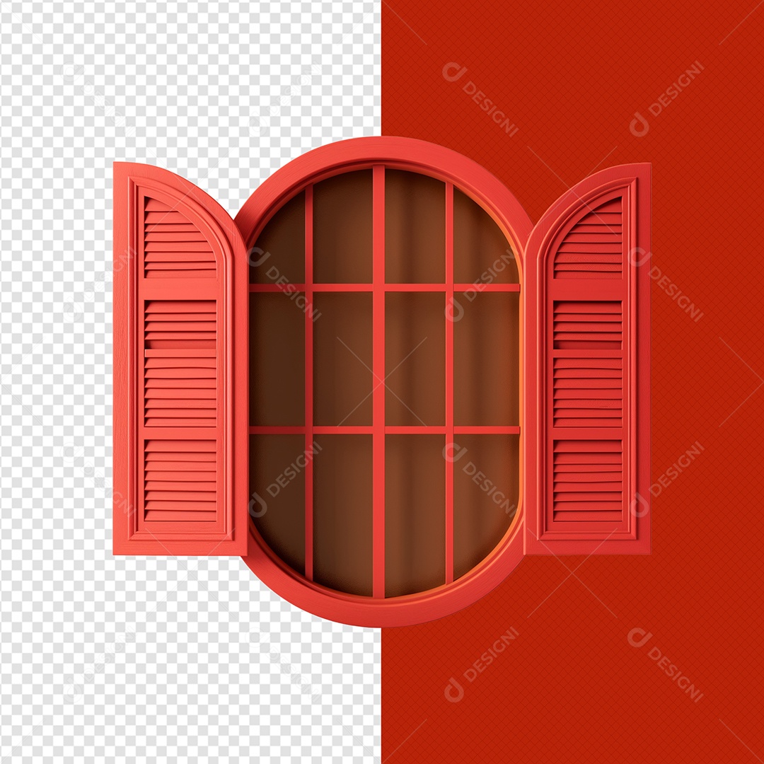 Janela de Madeira Elemento 3D para Composição PSD