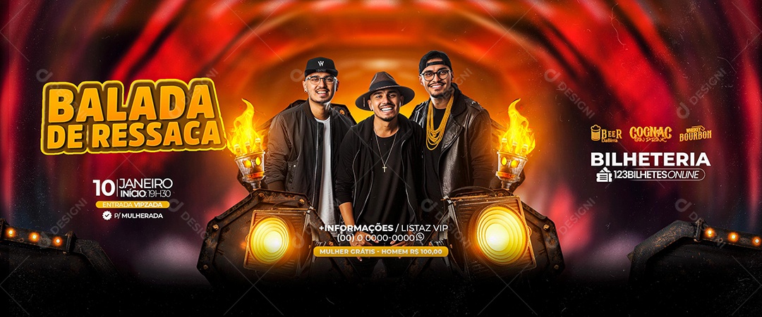 Carrossel Flyer Balada da Ressaca Social Media PSD Editável