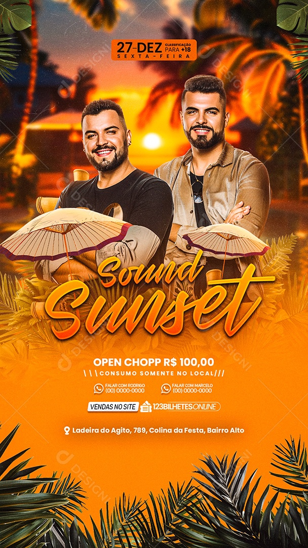 Story Flyer Sound Sunset Social Media PSD Editável