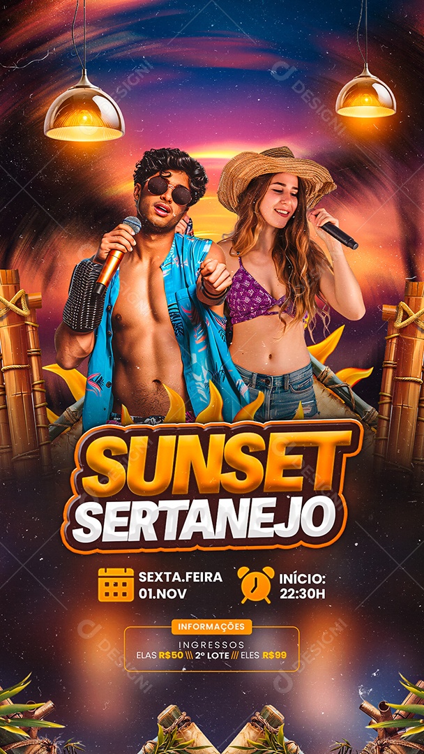 Story Social Media Flyer Sunset Sertanejo PSD Editável