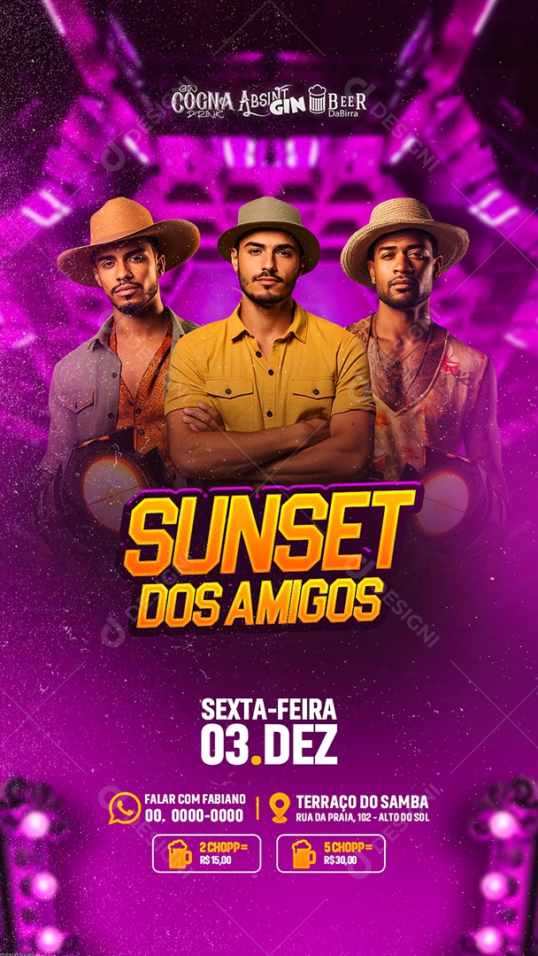 Story Flyer Sunset Dos Amigos Social Media PSD Editável
