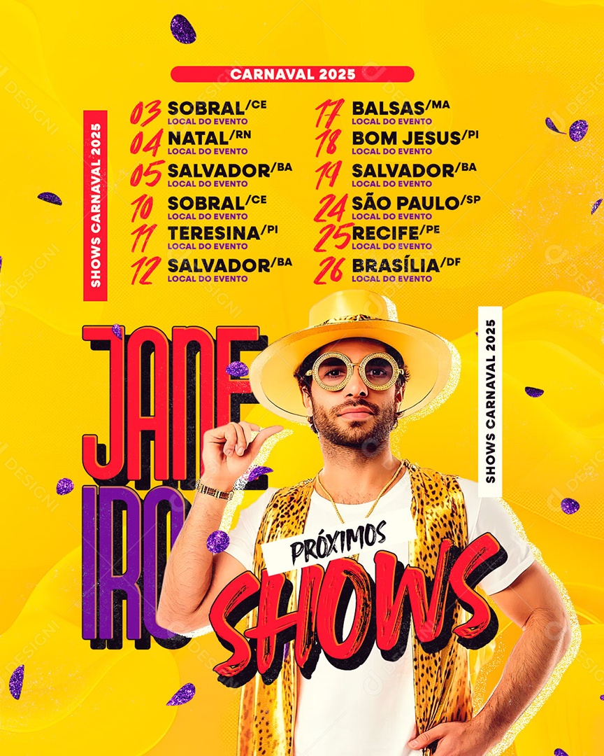 Flyer Carnaval Próximos Shows Social Media PSD Editável