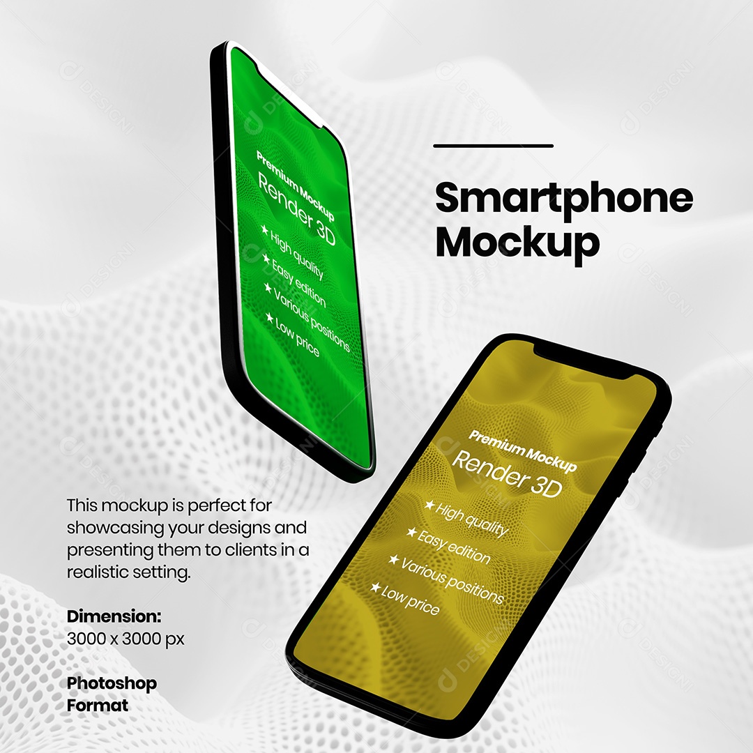 Mockup de Dois Celular Inclinado PSD Editável