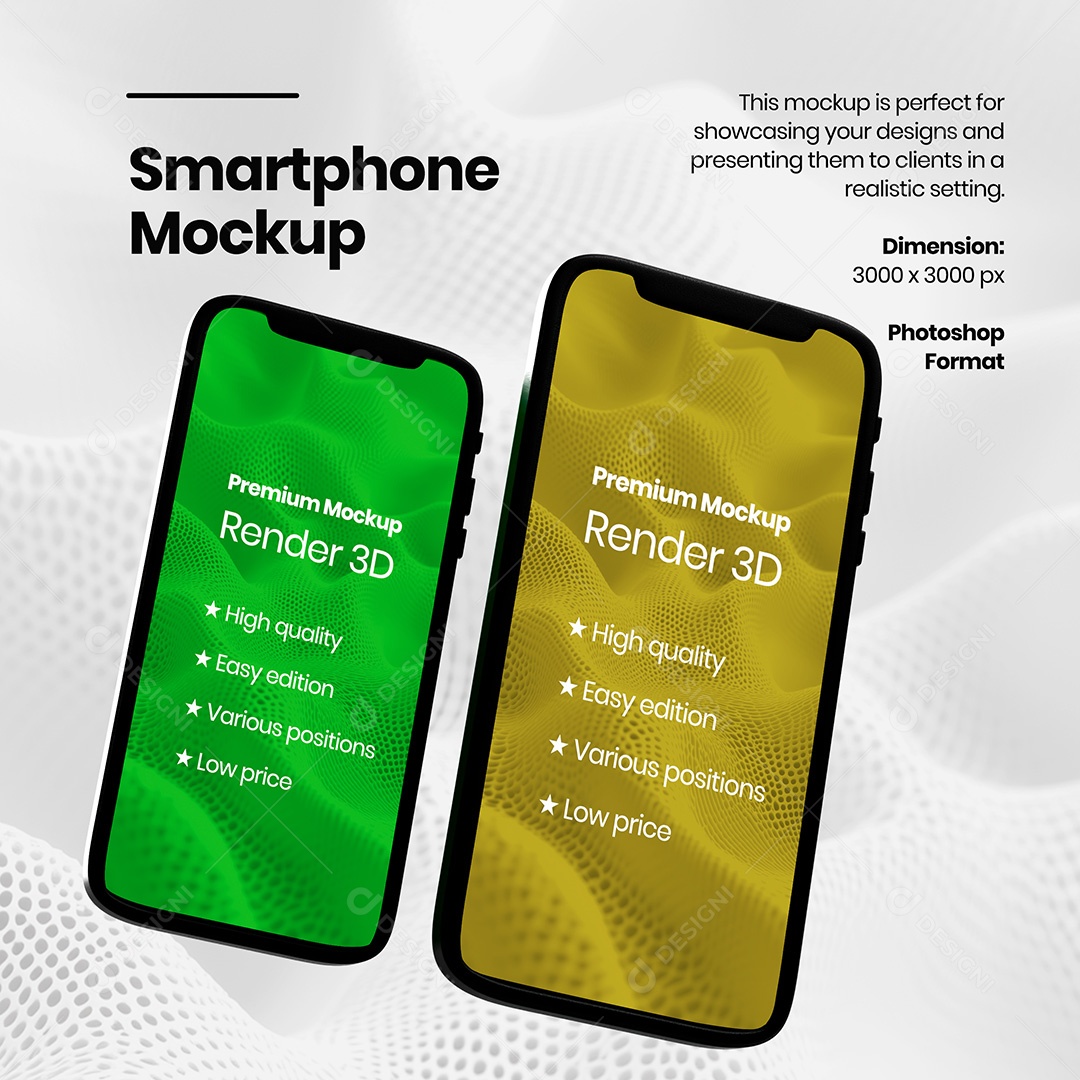 Mockup de Dois Celulares Inclinado PSD Editável