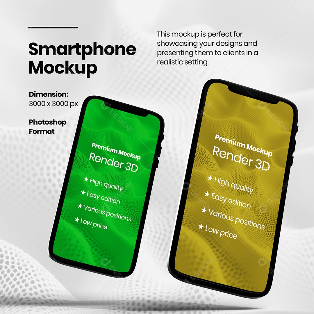 Mockup de Dois Celulares Inclinados PSD Editável