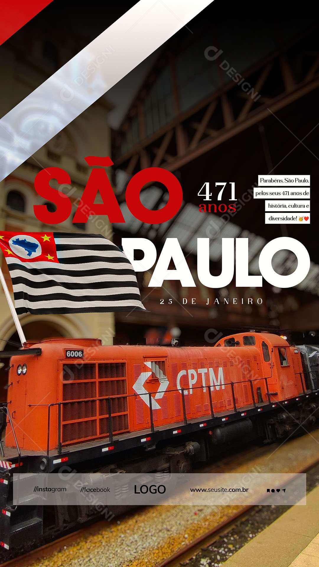 Story Parabéns São Paulo 25 De Janeiro Social Media PSD Editável