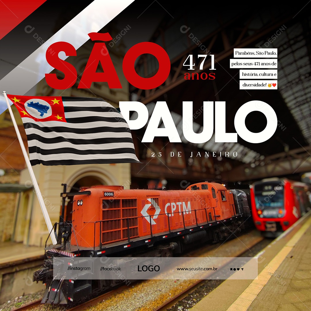 Congratulations on São Paulo 25 From January Social Media PSD Editable