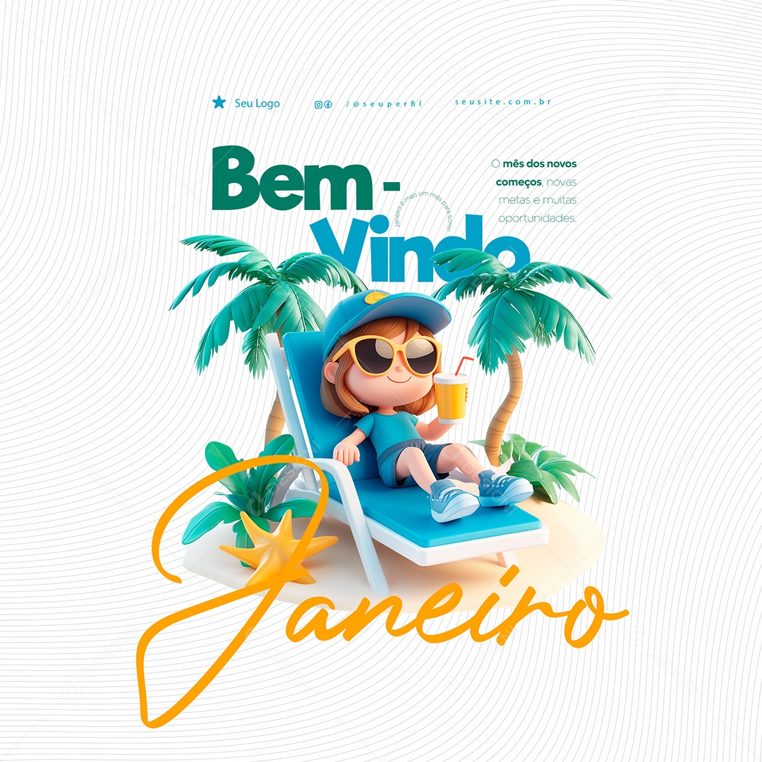 Bem Vindo Janeiro Mês dos Novos Começos Social Media PSD Editável