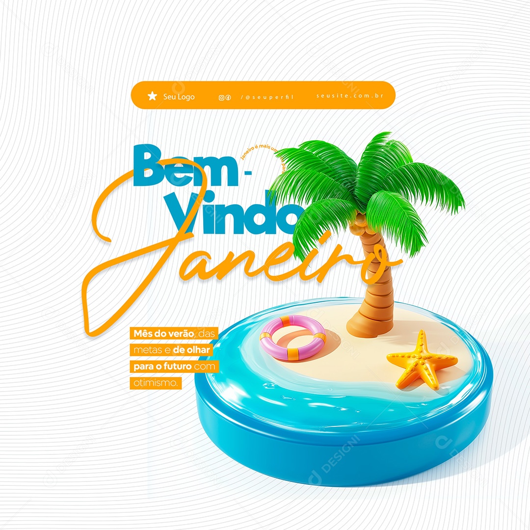 Bem Vindo Janeiro Mês do Verão Social Media PSD Editável