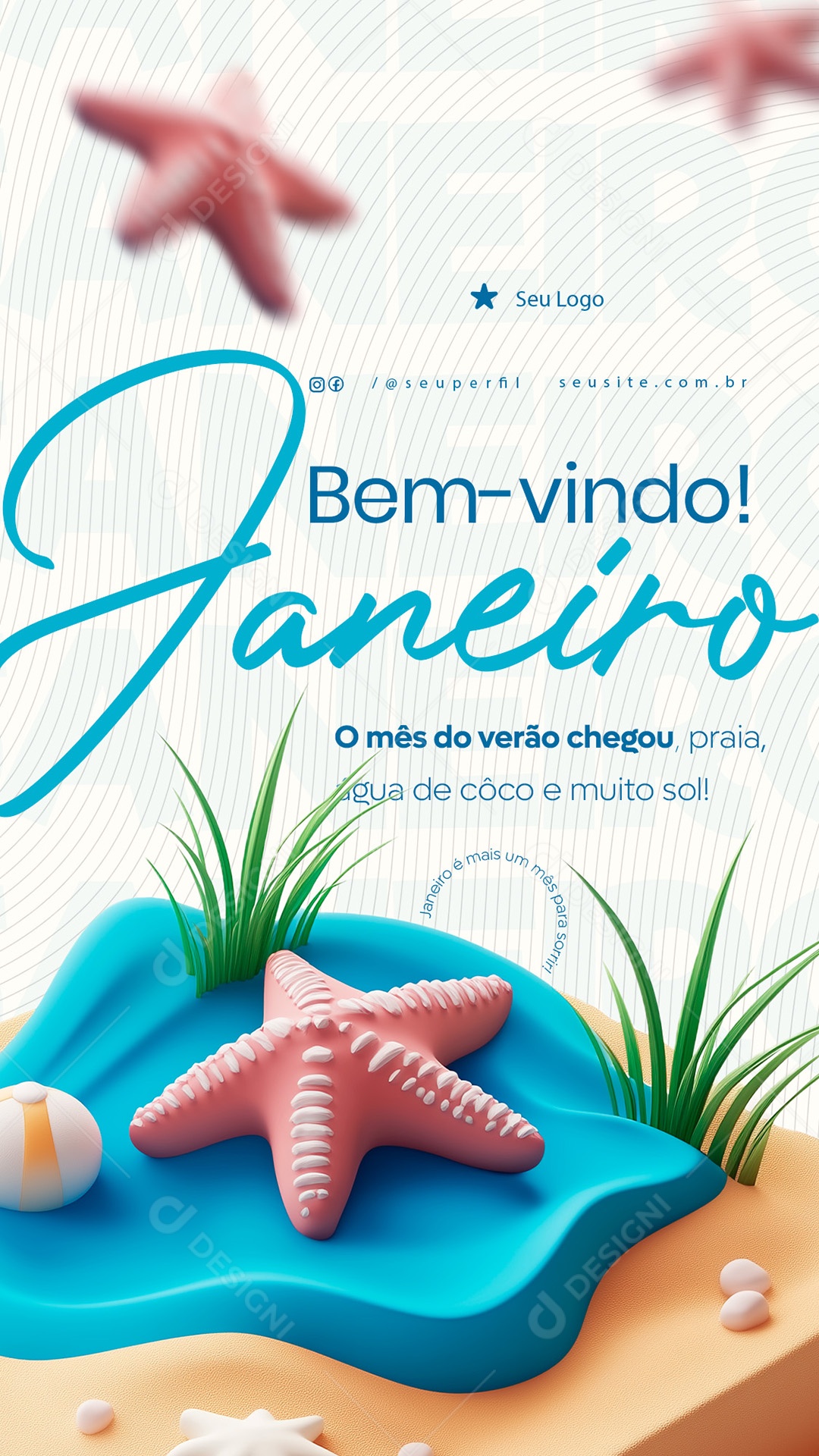 Story Bem Vindo Janeiro O Mês doVerão Chegou Social Media PSD Editável