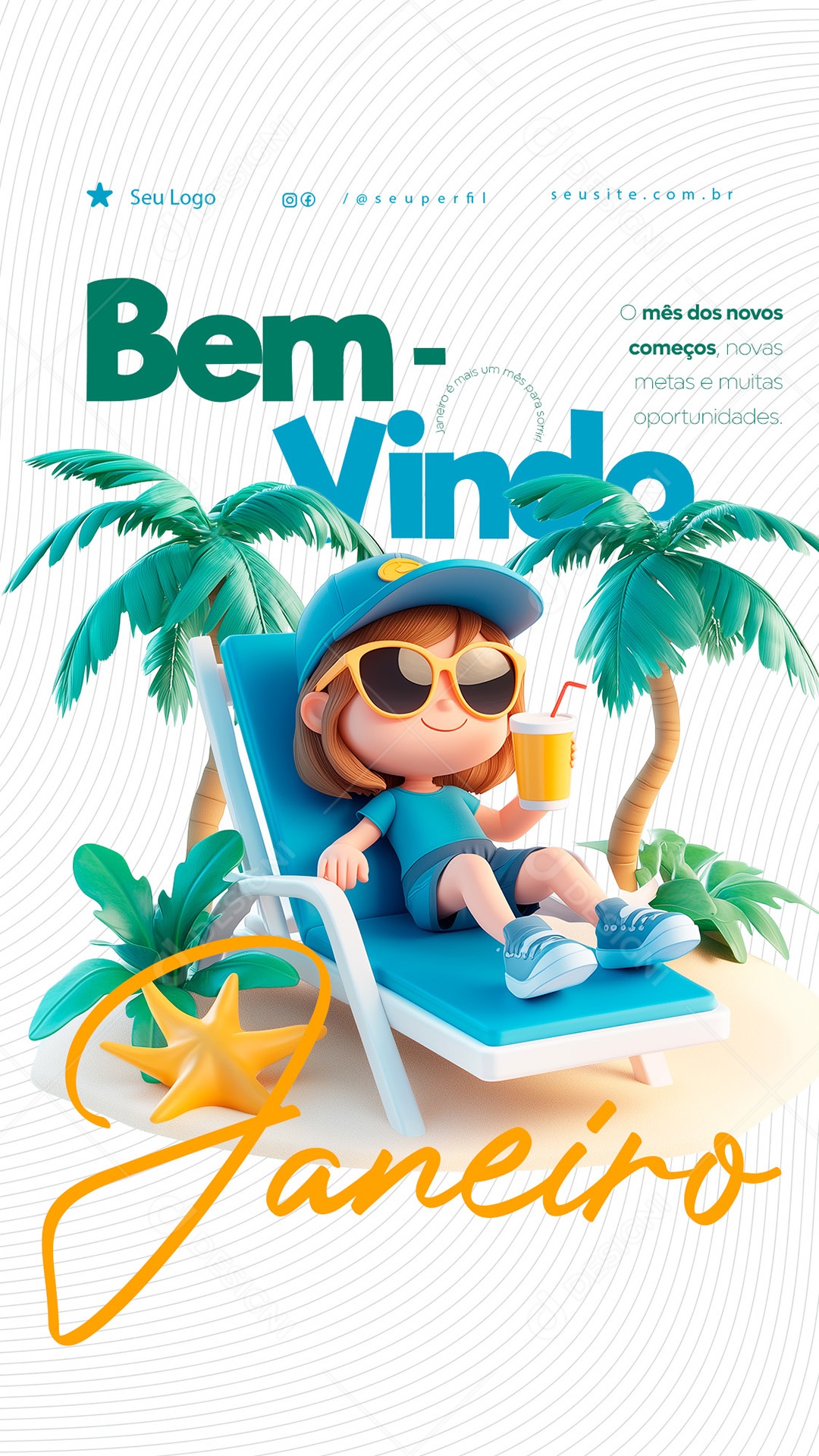 Story Bem Vindo Janeiro Mês dos Novos Começos Social Media PSD Editável