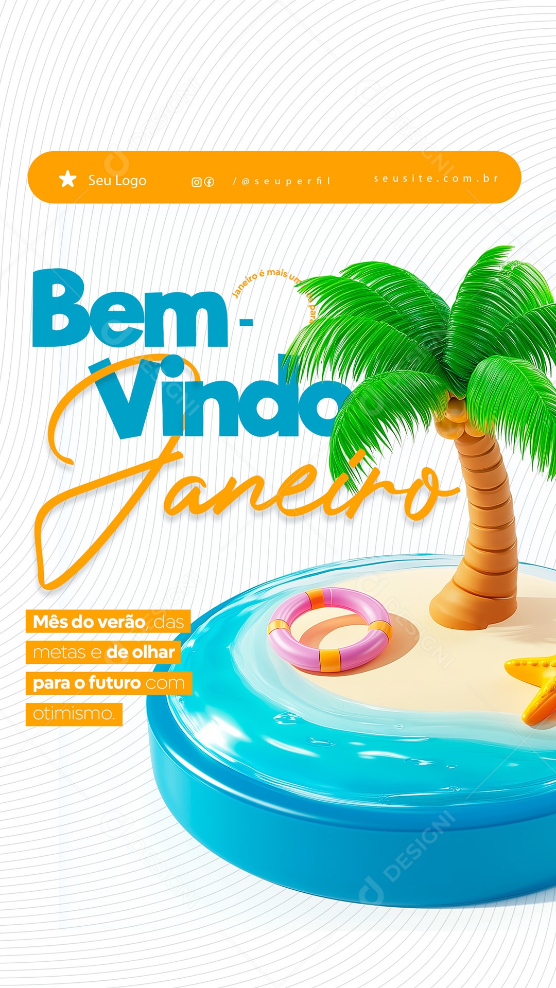 Story Bem Vindo Janeiro Mês do Verão Social Media PSD Editável