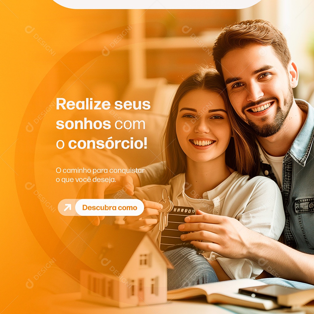 Imobiliária Realize Seus Sonhos Com o Consórcio Social Media PSD Editável