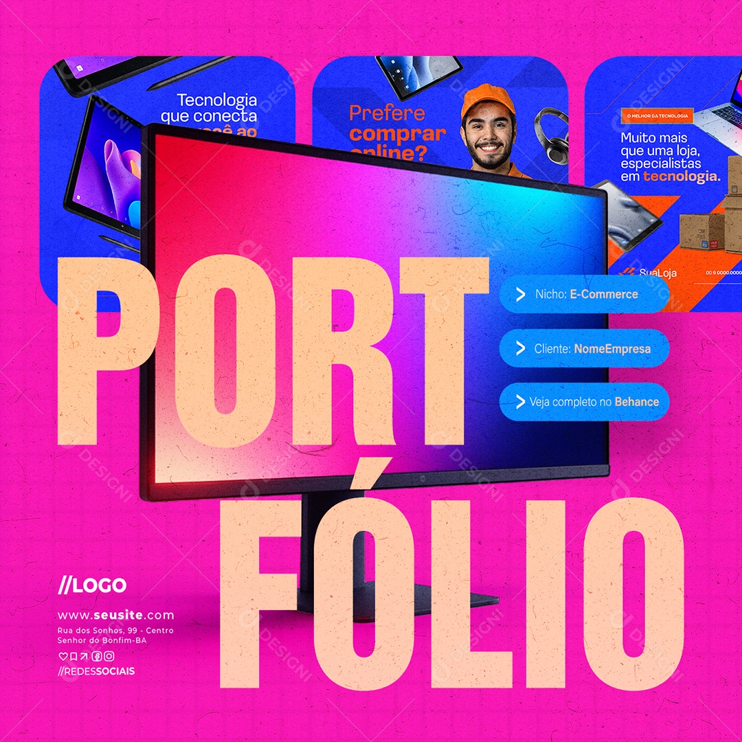 Portfólio Veja Completo no Behance Social Media PSD Editável