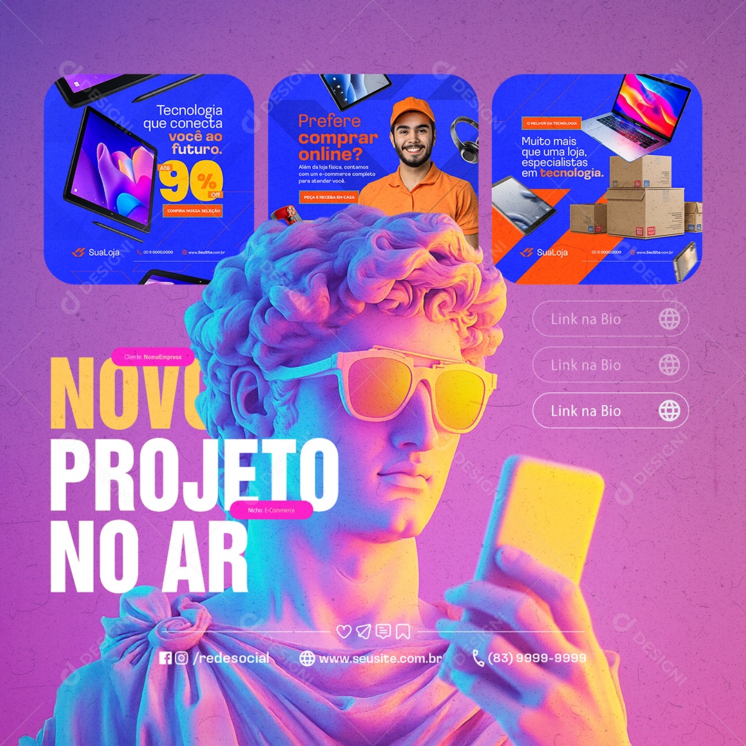 Portfólio Novo Projeto no Ar Social Media PSD Editável