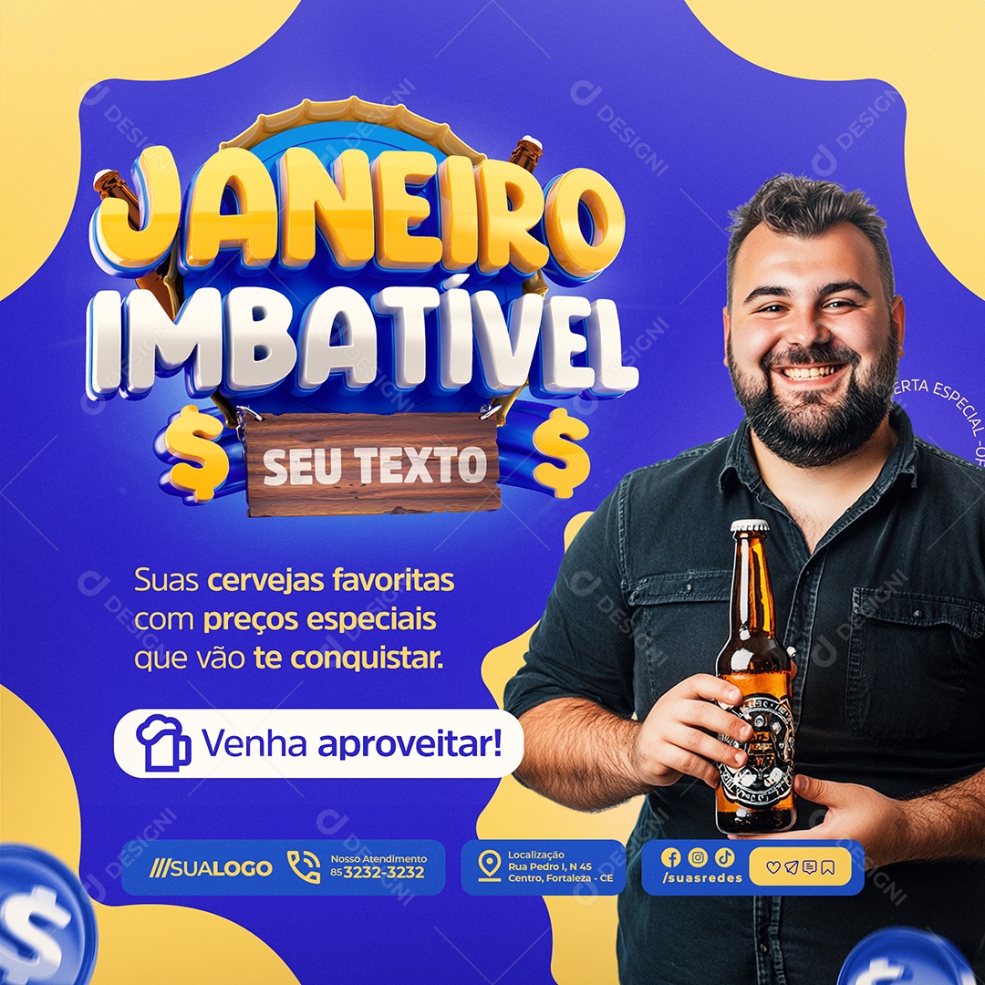 Janeiro Imbatível Cervejaria Suas Cervejas Social Media PSD Editável