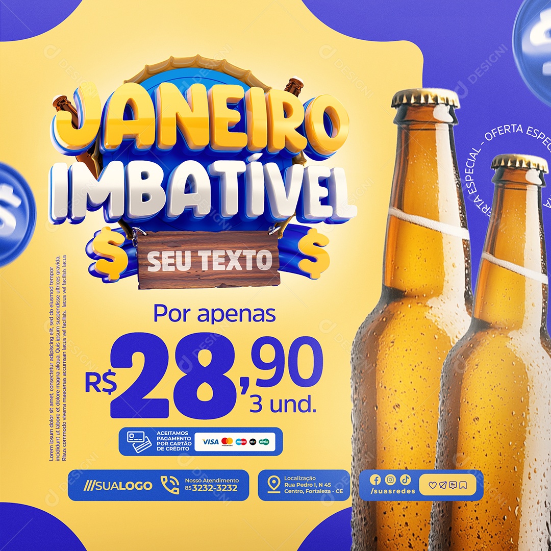 Janeiro Imbatível Cervejaria Cervejas Social Media PSD Editável