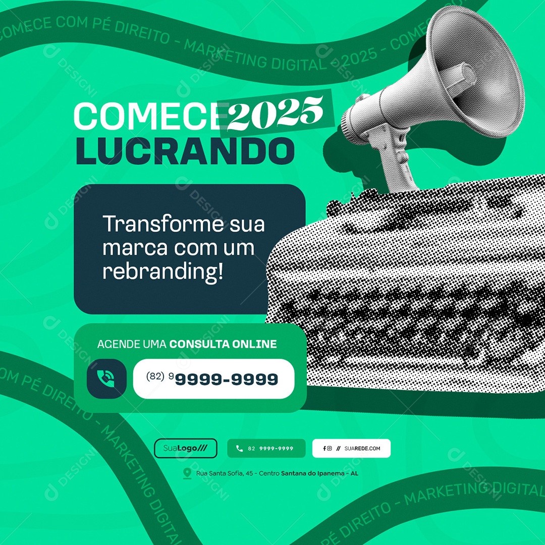 Marketing Digitial Comece 2025 Lucrando Transforme sua Marca Social Media PSD Editável