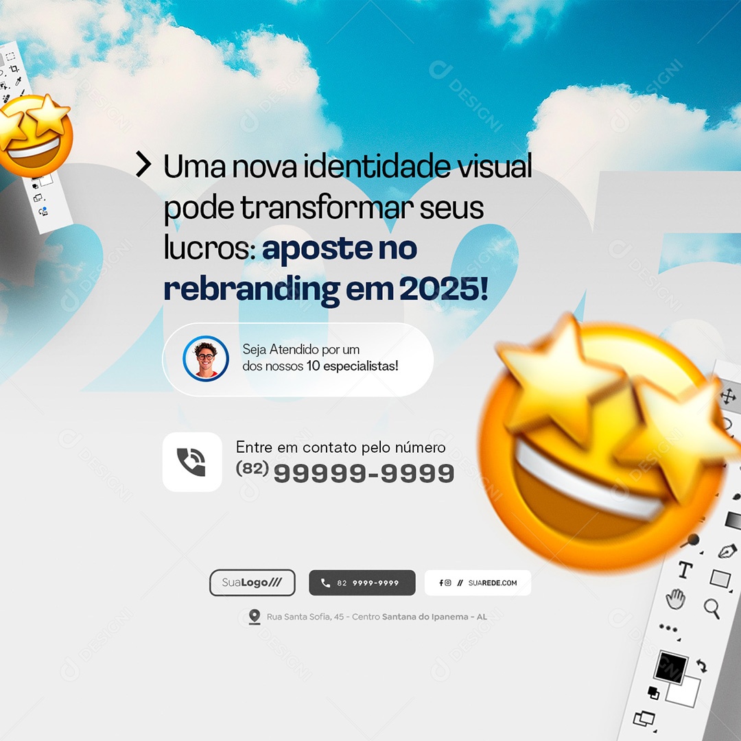 Marketing Digitial Comece 2025 Lucrando Aposte no Rebranding Social Media PSD Editável