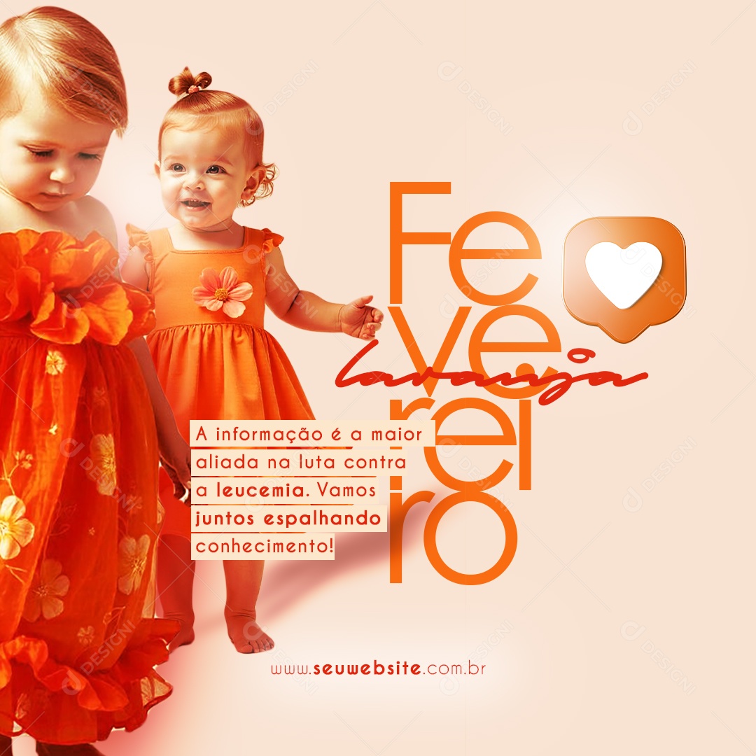 Fevereiro Laranja Campanha de Concretização Social Media PSD Editável