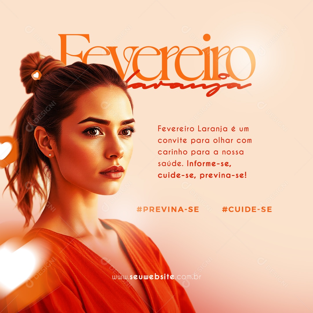 Fevereiro Laranja Campanha de Concretização Social Media PSD Editável