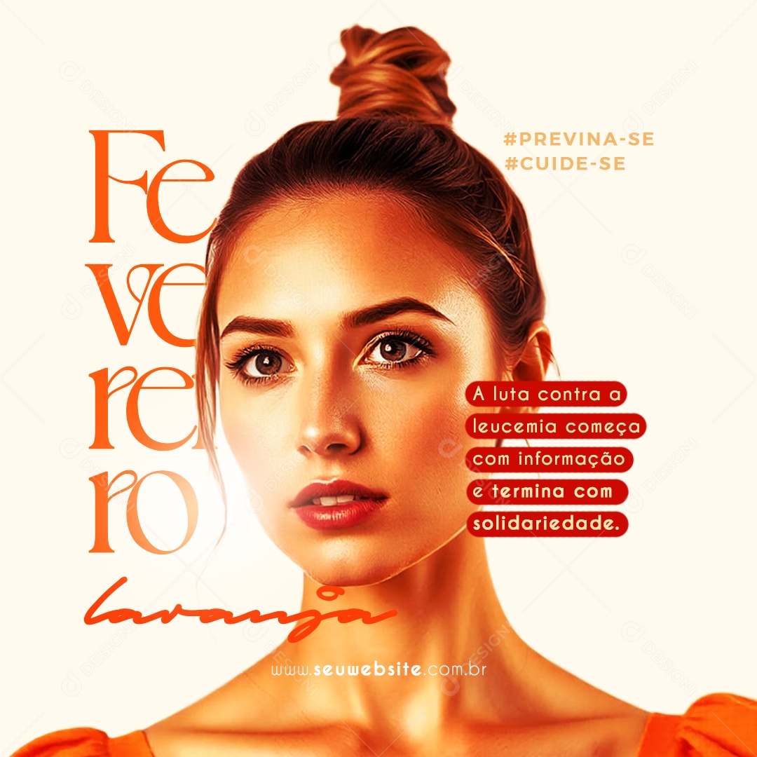 Fevereiro Laranja Campanha de Concretização Social Media PSD Editável