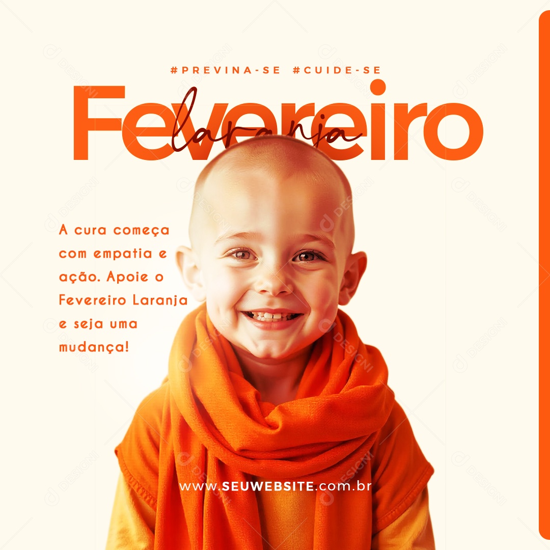 Fevereiro Laranja Campanha de Concretização Social Media PSD Editável