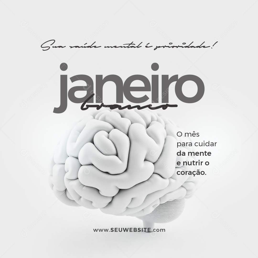 Janeiro Branco Campanha de Conscientização Social Media PSD Editável