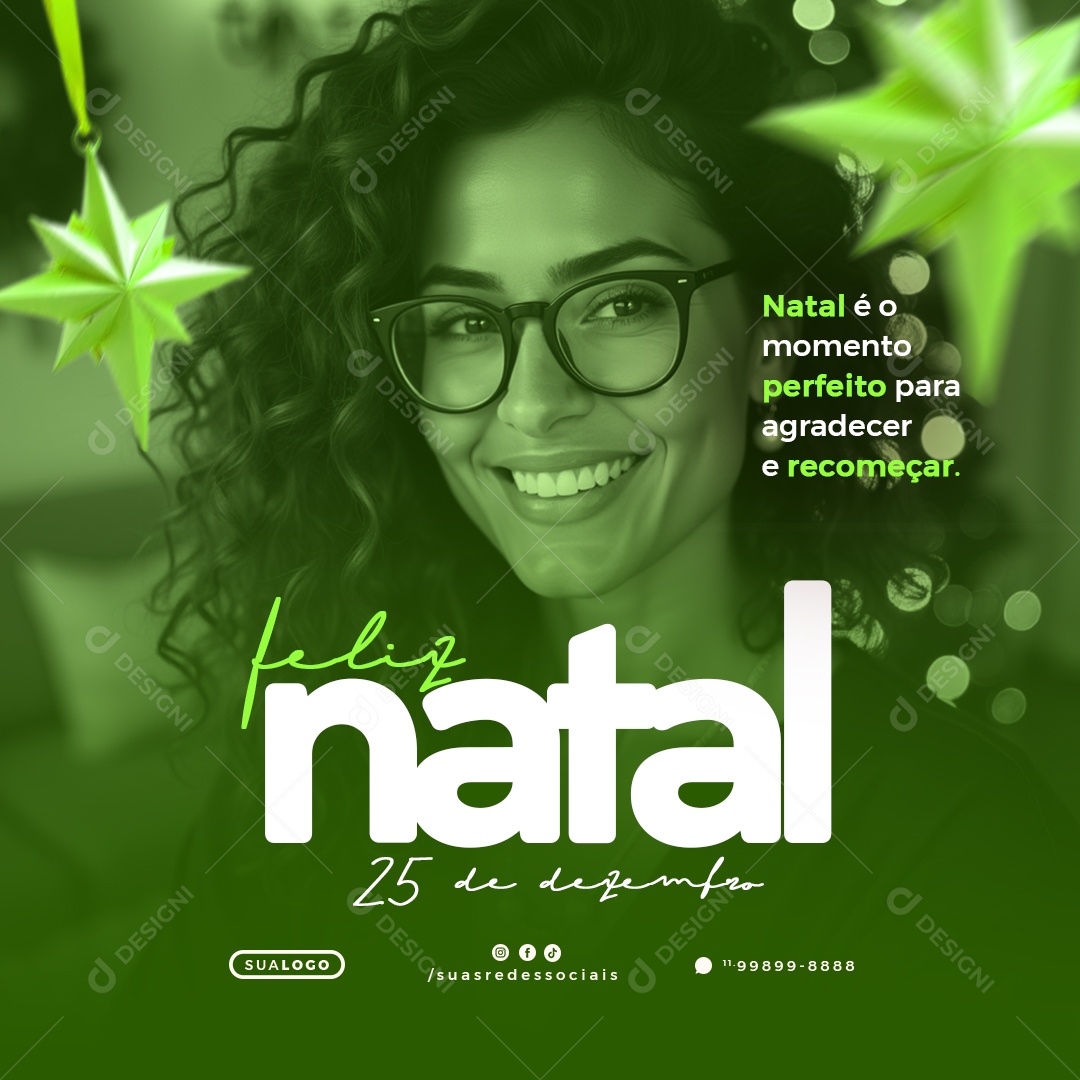 Feliz Natal 25 de Dezembro Social Media PSD Editável