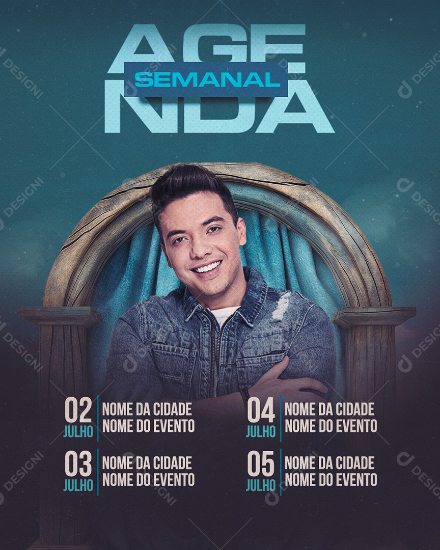 Flyer Agenda Semanal de Shows Social Media PSD Editável