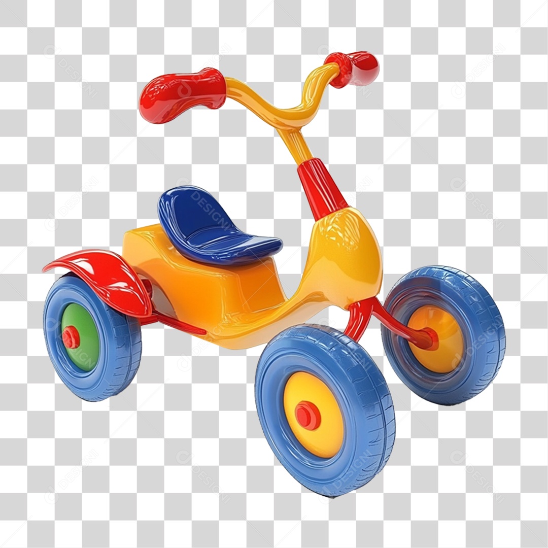 Bicicleta Infantil de Três Rodas Colorida PNG Transparente