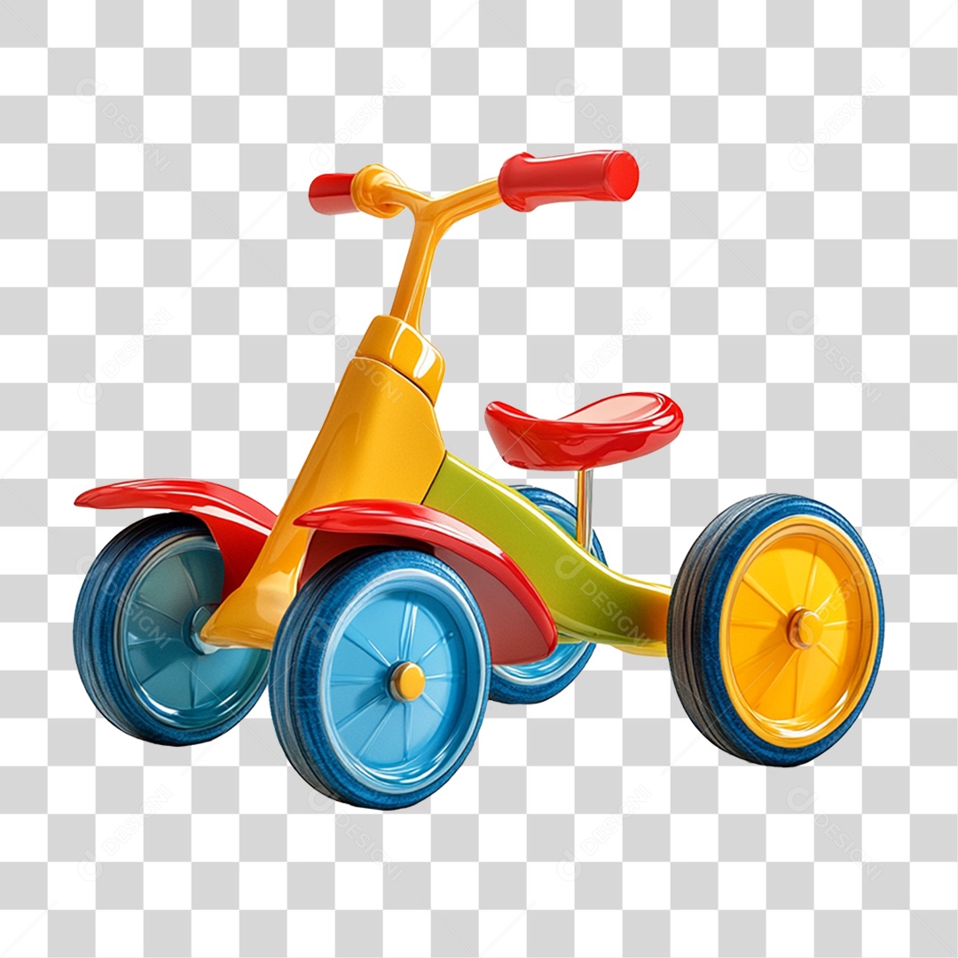 Bicicleta Infantil de Três Rodas Colorida PNG Transparente