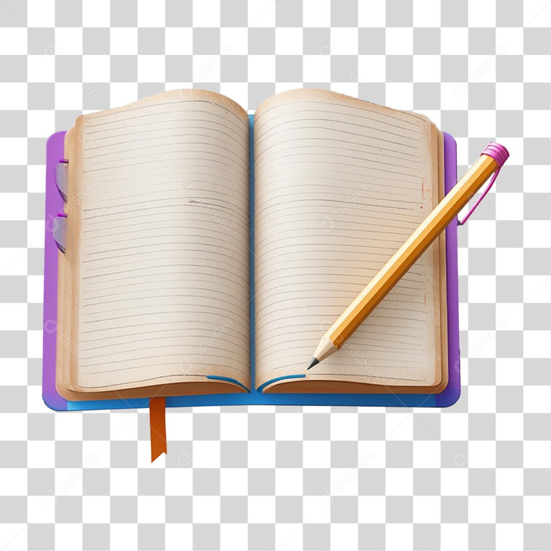 Agenda com Lápis PNG Transparente