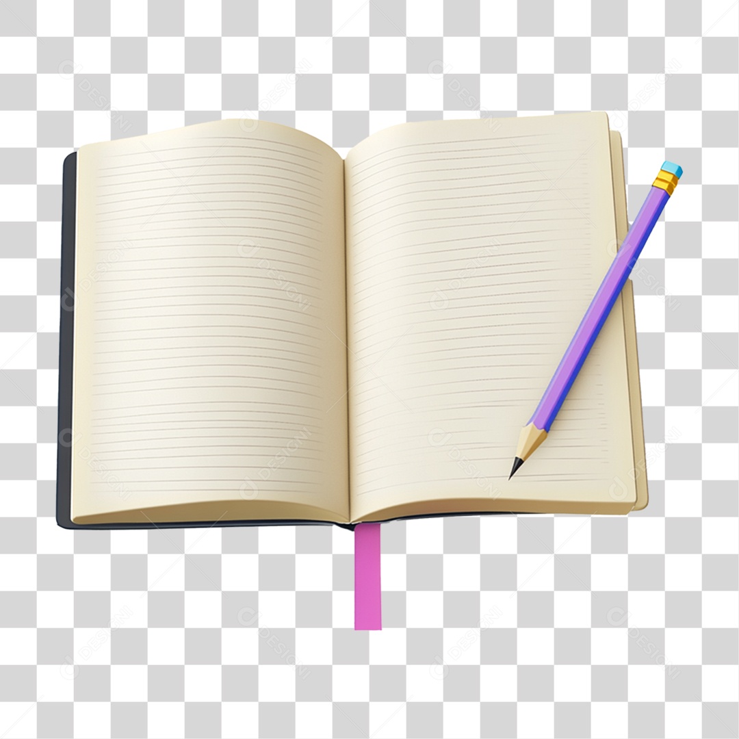 Agenda com Lápis PNG Transparente
