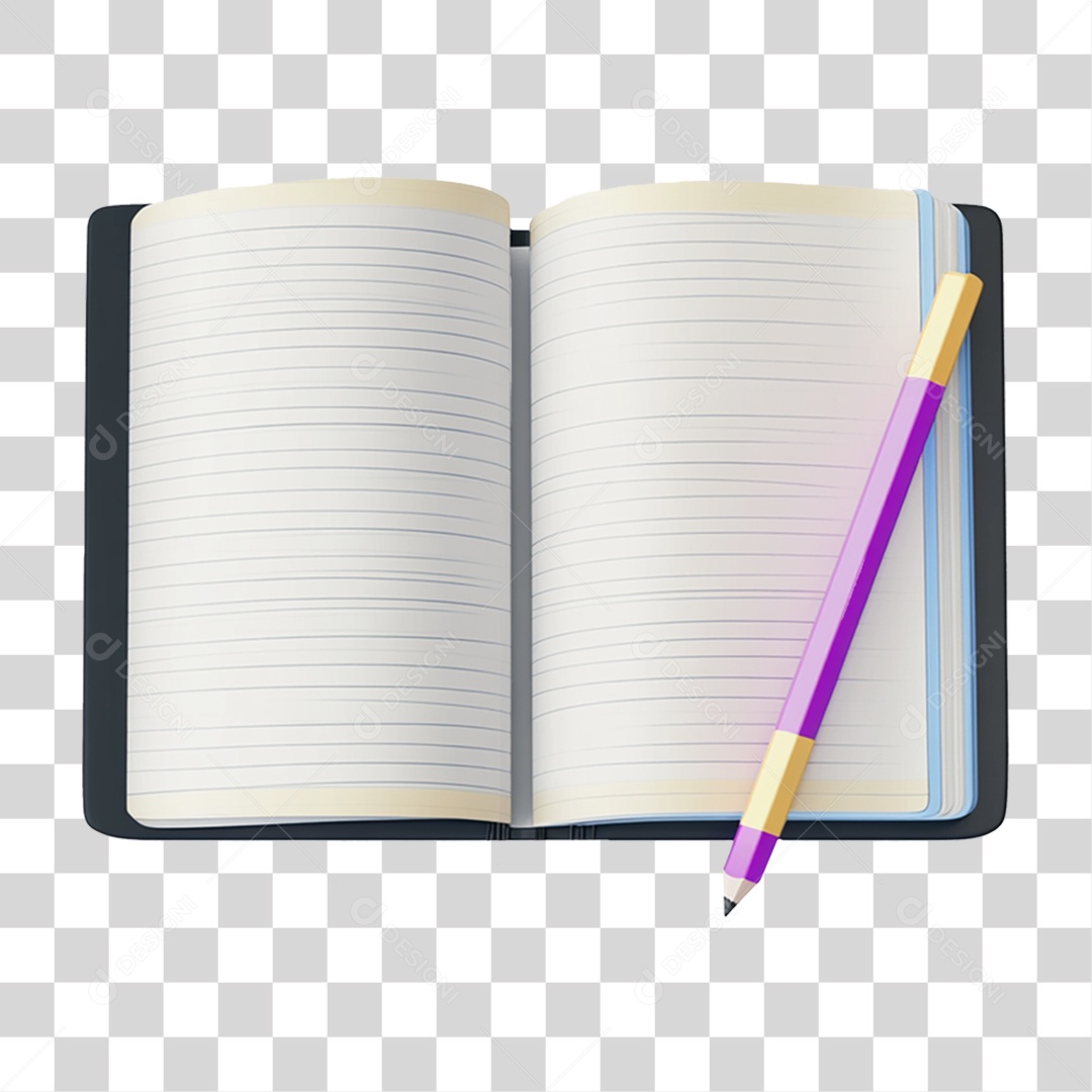 Agenda com Lápis PNG Transparente