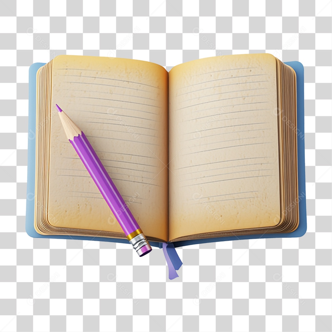 Agenda com Lápis PNG Transparente