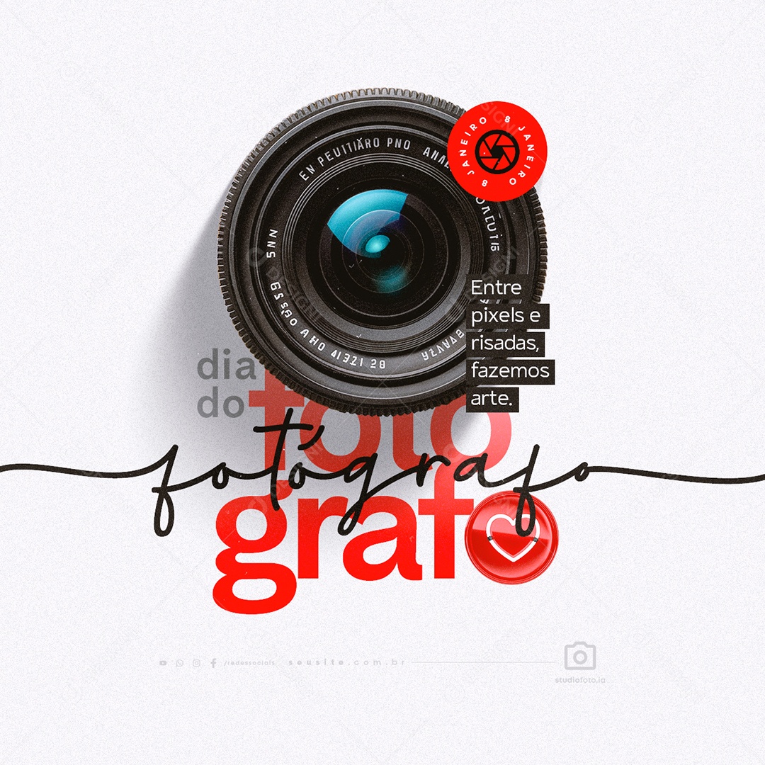 Dia do Fotográfo 08 de Janeiro Social Media PSD Editável