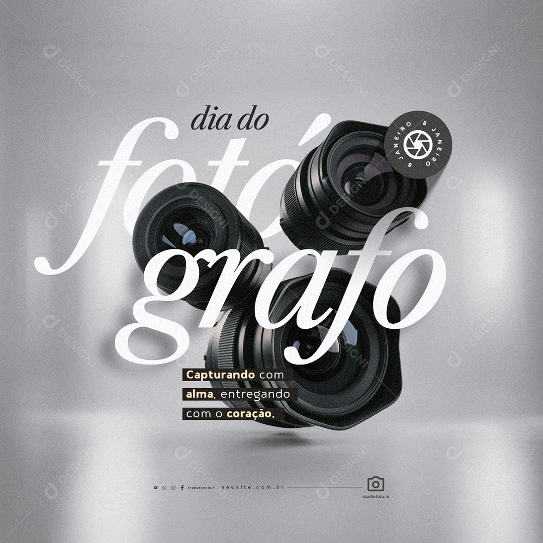 Dia do Fotográfo 08 de Janeiro Capturando com Alma Social Media PSD Editável