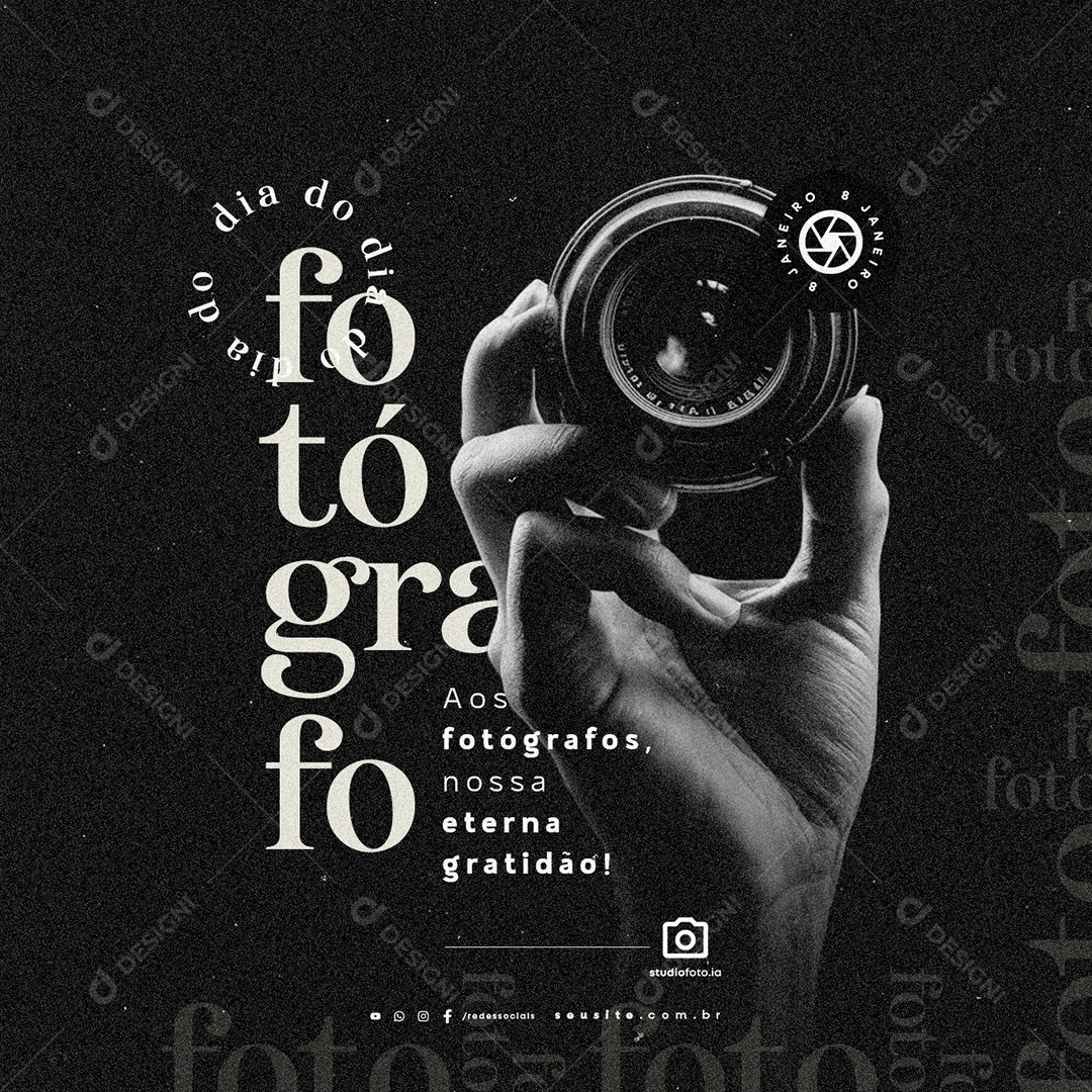 Dia do Fotográfo 08 de Janeiro Social Media PSD Editável