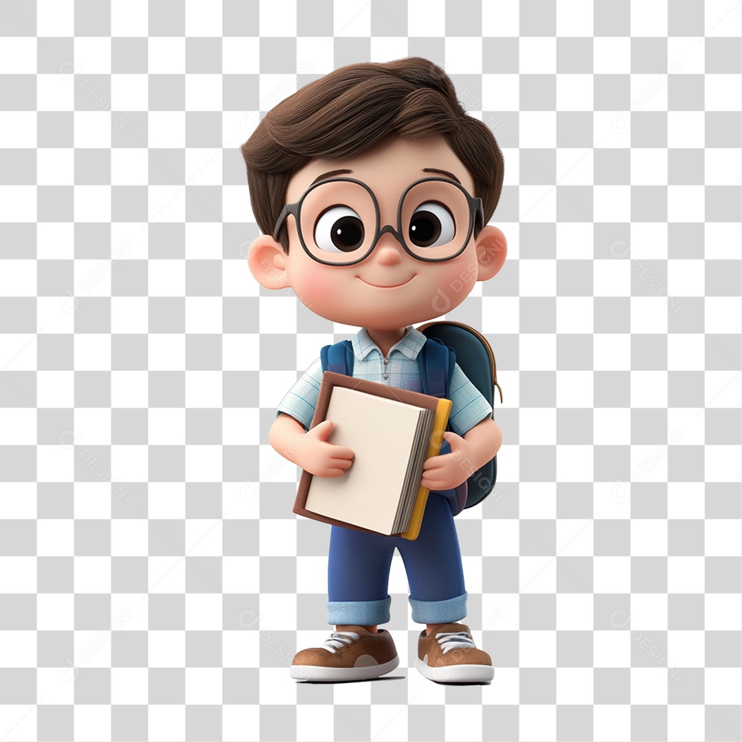 Personagem Menino Estudante PNG Transparente