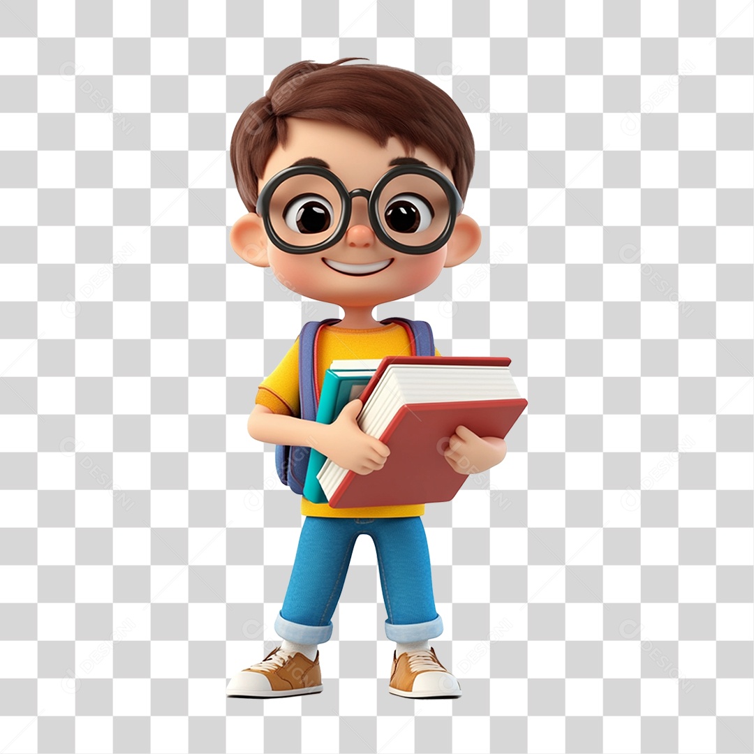 Personagem Menino Estudante PNG Transparente