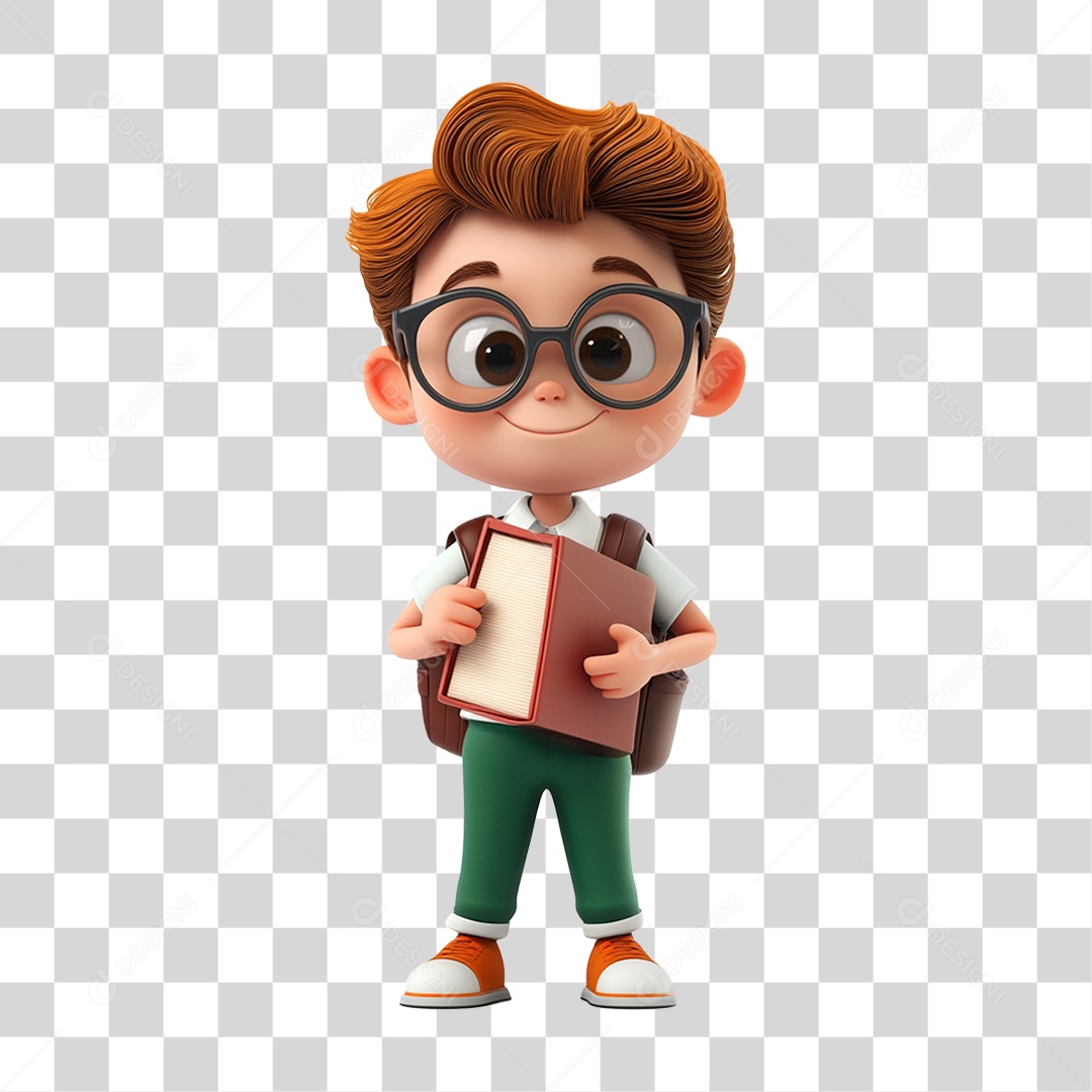Personagem Menino Estudante PNG Transparente