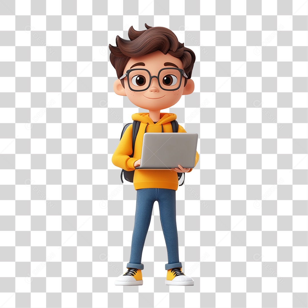 Personagem Menino Estudante PNG Transparente