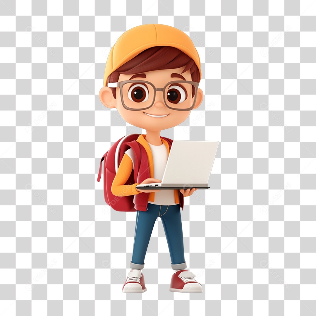 Personagem Menino Estudante PNG Transparente