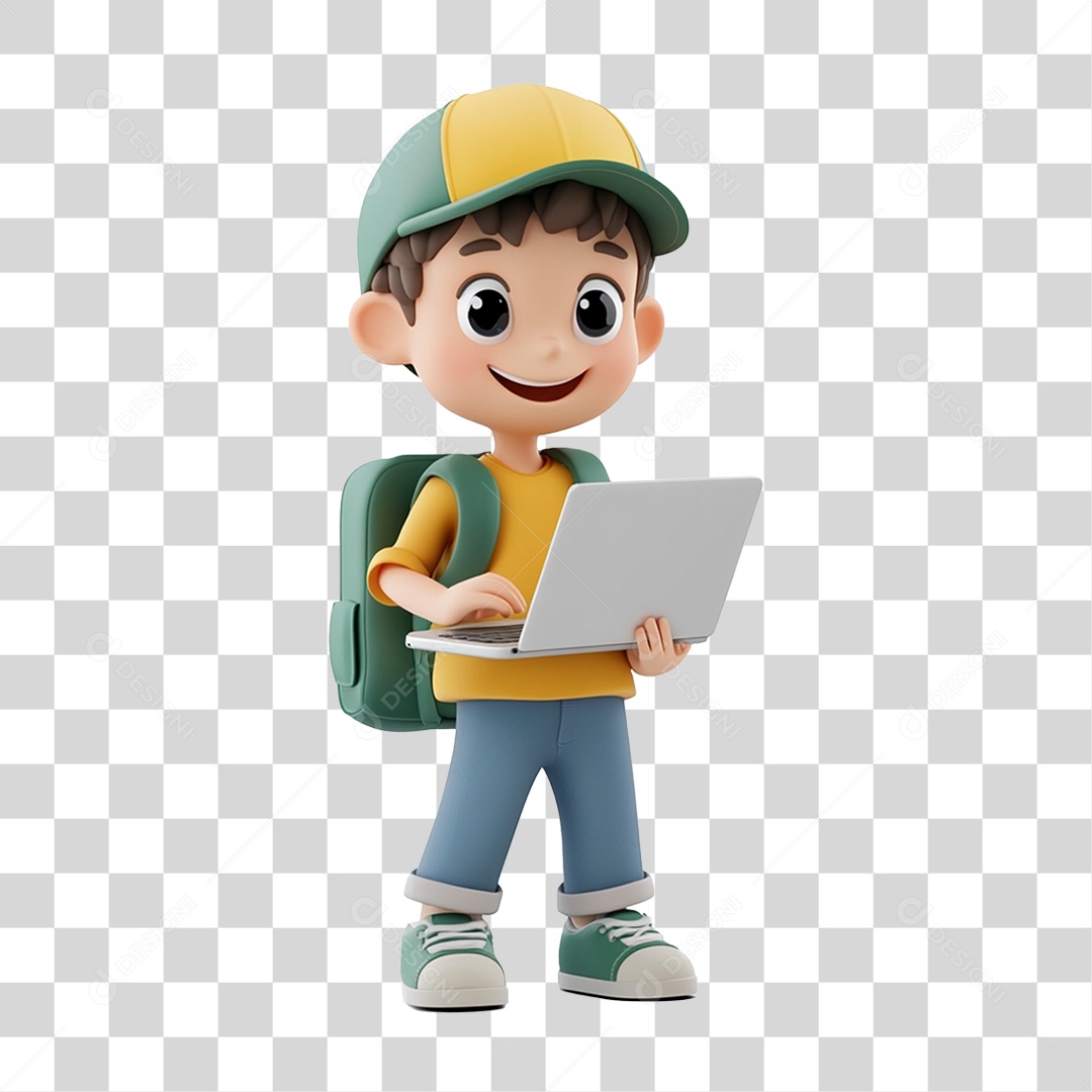 Personagem Menino Estudante PNG Transparente