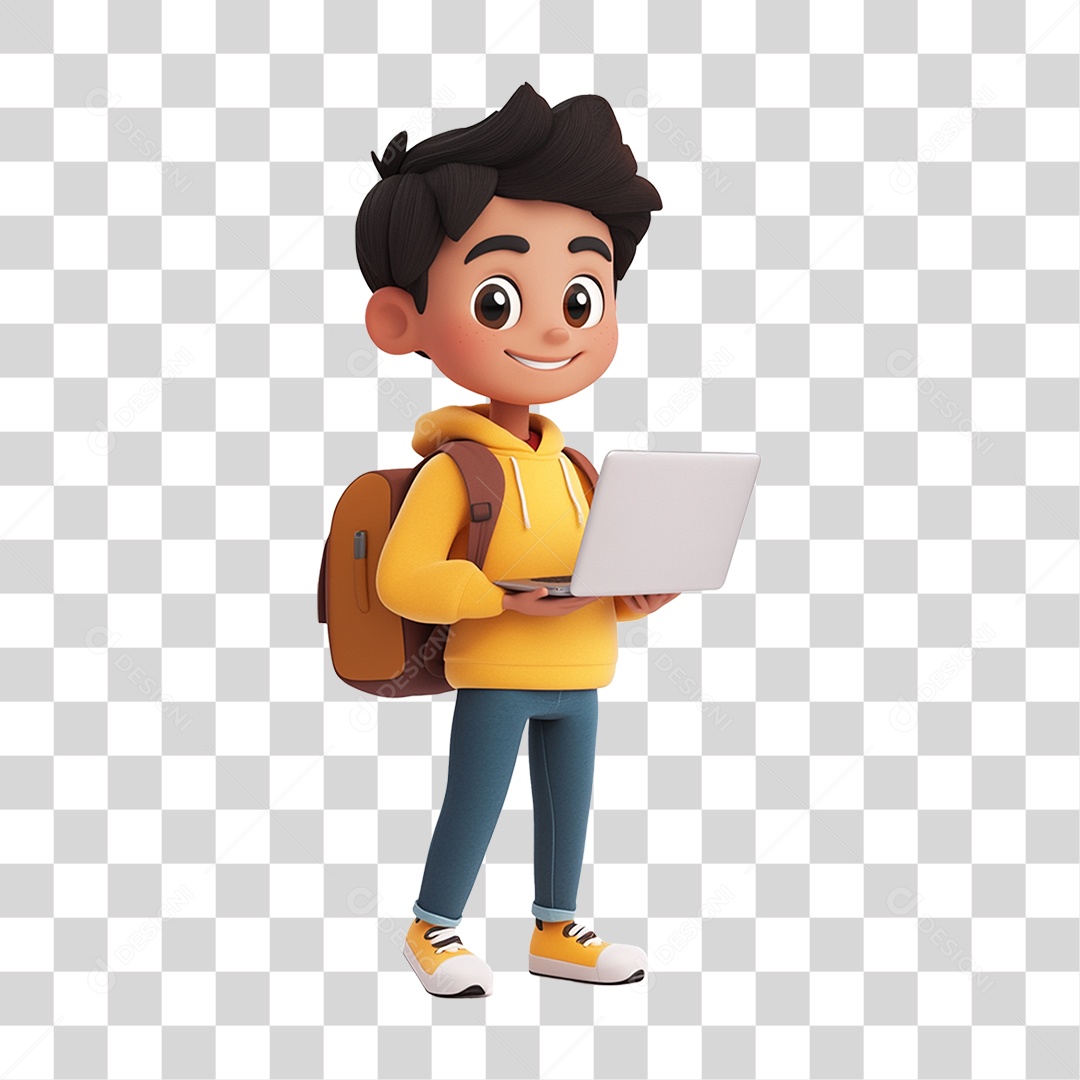 Personagem Menino Estudante PNG Transparente
